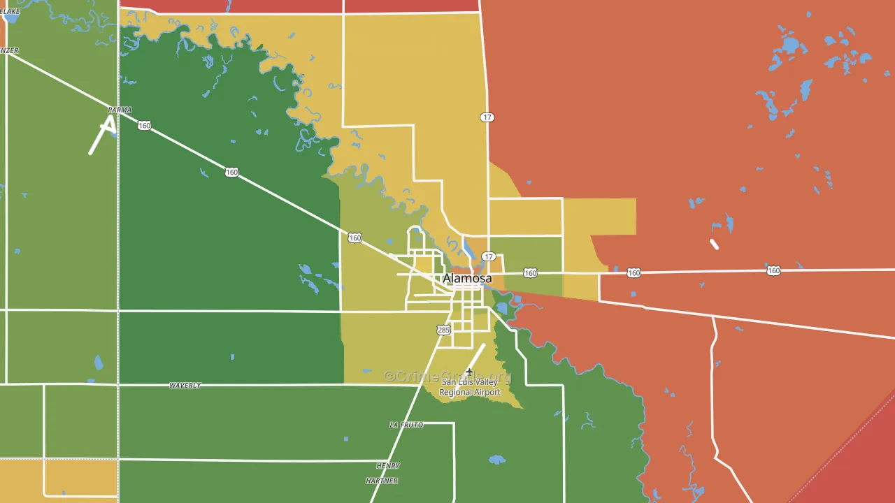 Alamosa County, CO Map of Murder Rates
