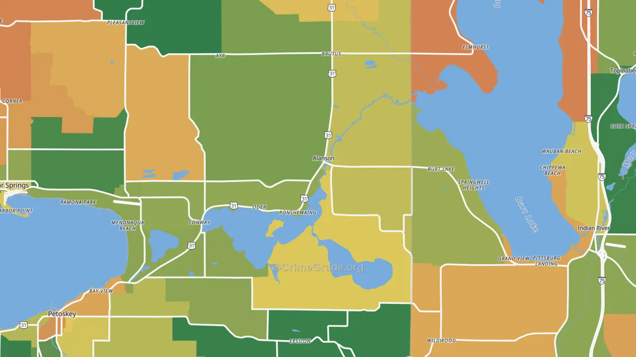 Alanson, MI Map of Murder Rates