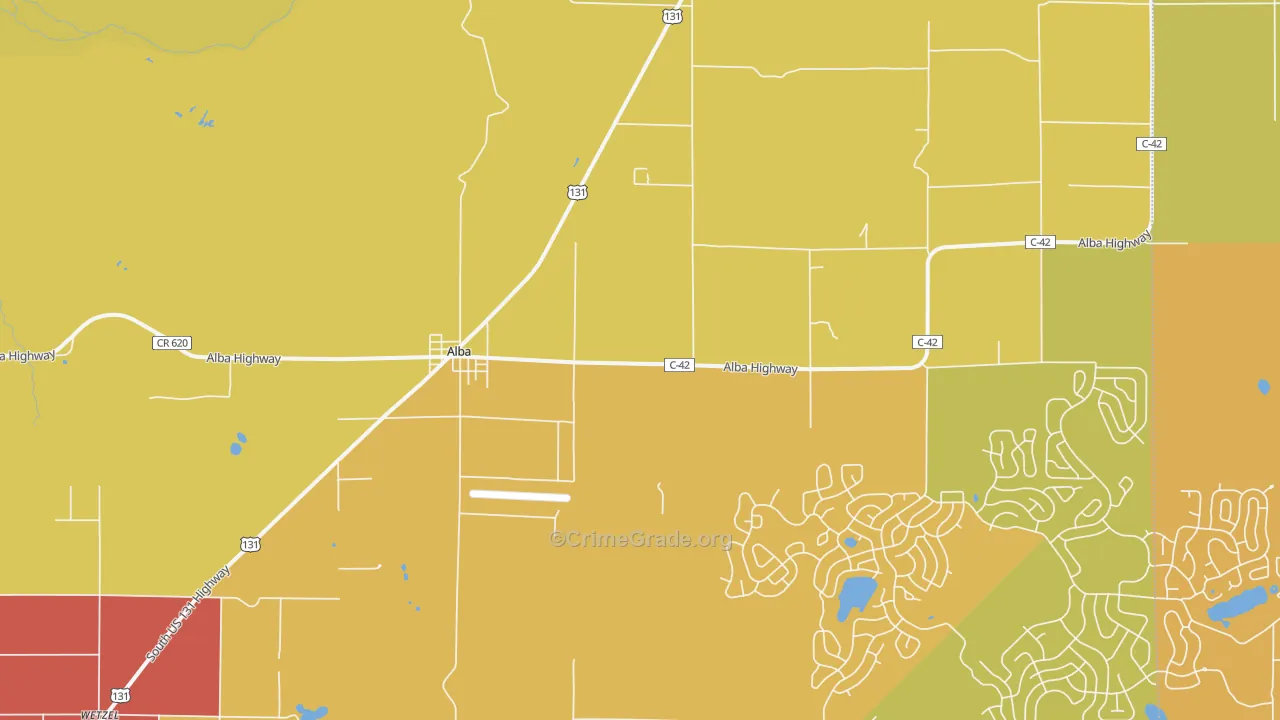 Alba, MI Map of Murder Rates