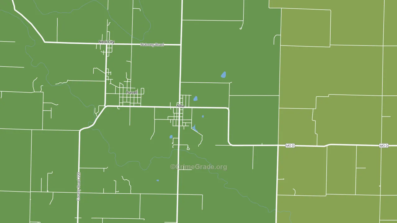 Alba, MO Map of Murder Rates