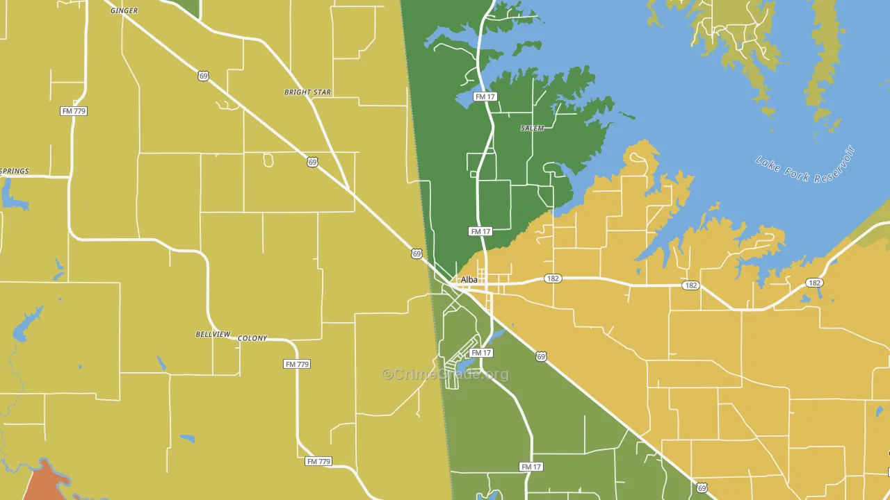 Alba, TX Map of Murder Rates
