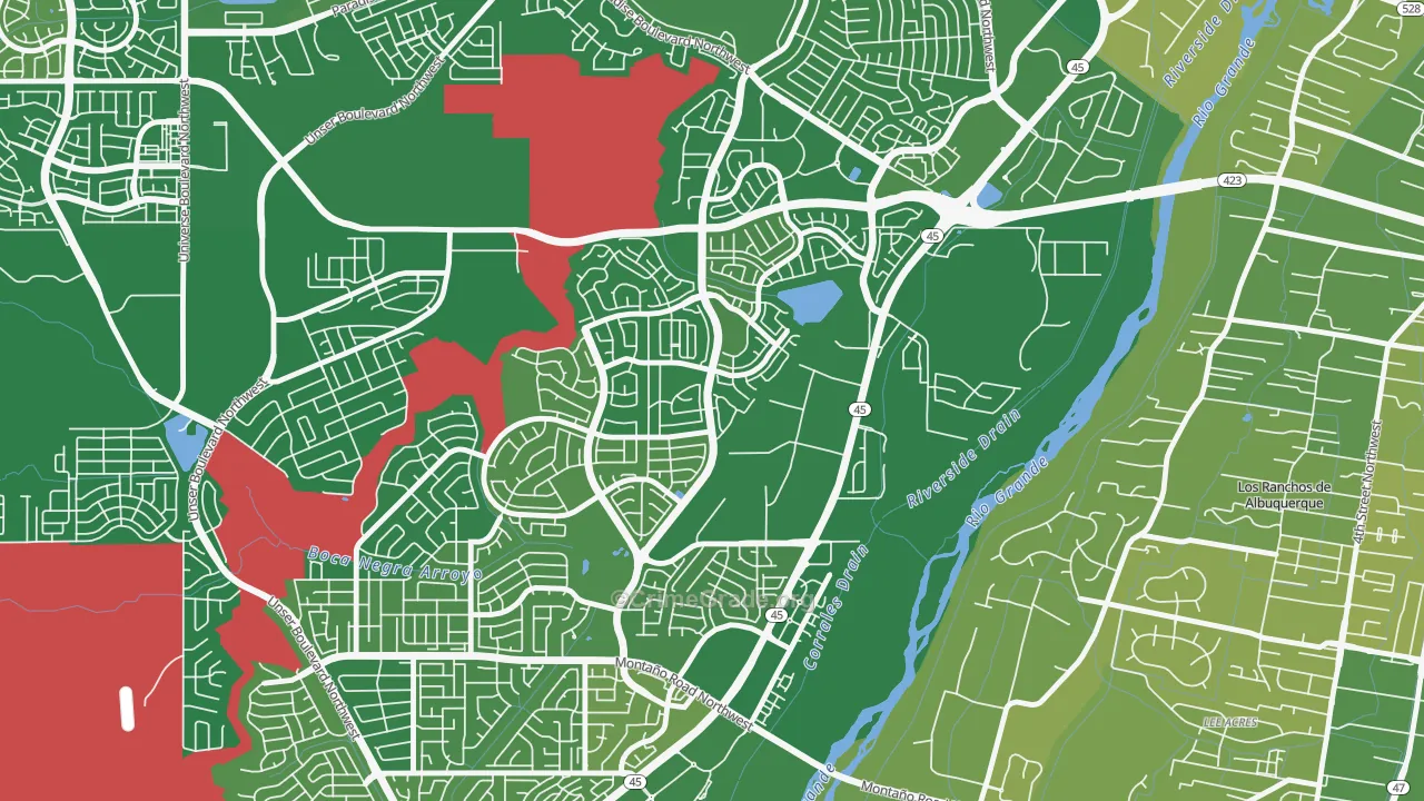 Alban Hills, Albuquerque, NM Map of Murder Rates