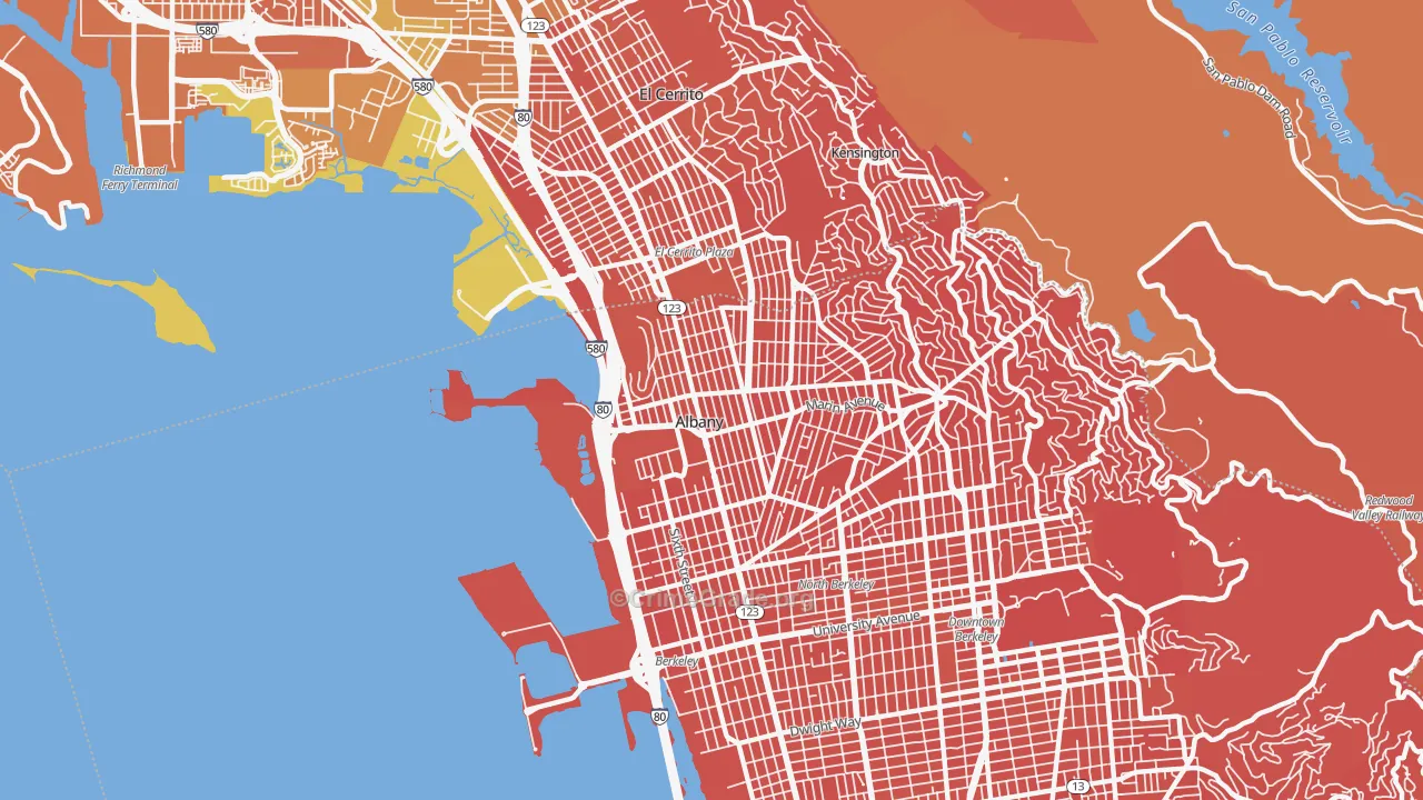 Albany, CA Map of Murder Rates
