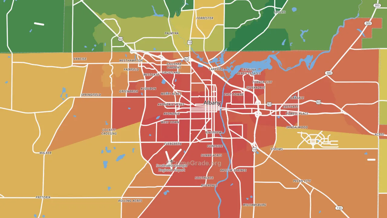 Albany, GA Map of Murder Rates