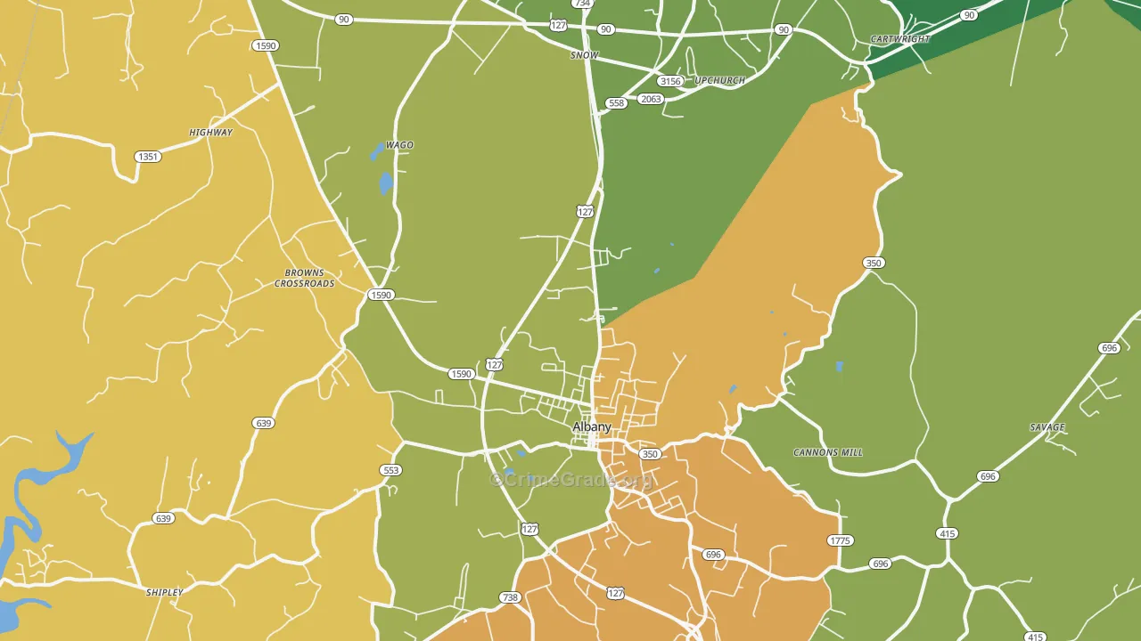 Albany, KY Map of Murder Rates
