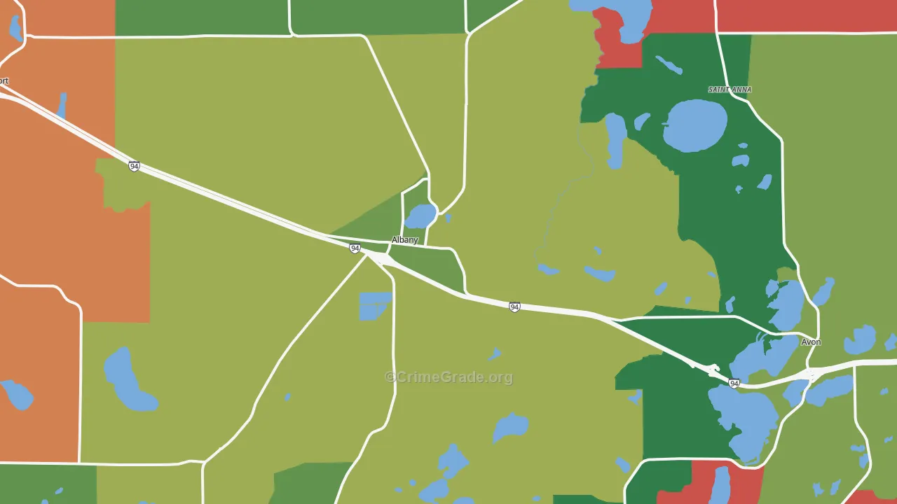 Albany, MN Map of Murder Rates