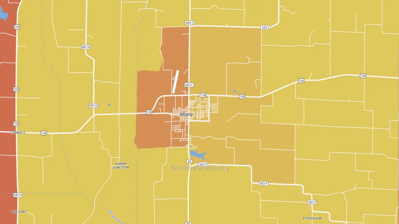 Albany, MO Map of Murder Rates