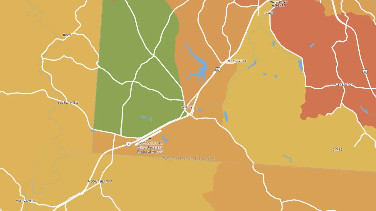 Albany, OH Map of Murder Rates
