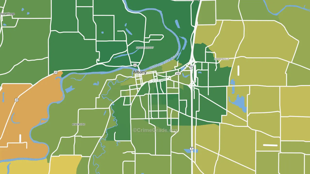 Albany, OR Map of Murder Rates