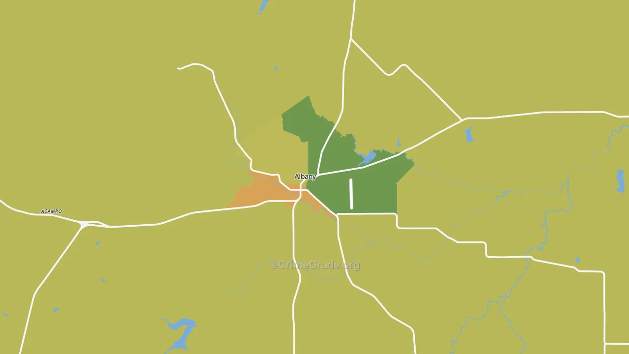 Albany, TX Map of Murder Rates