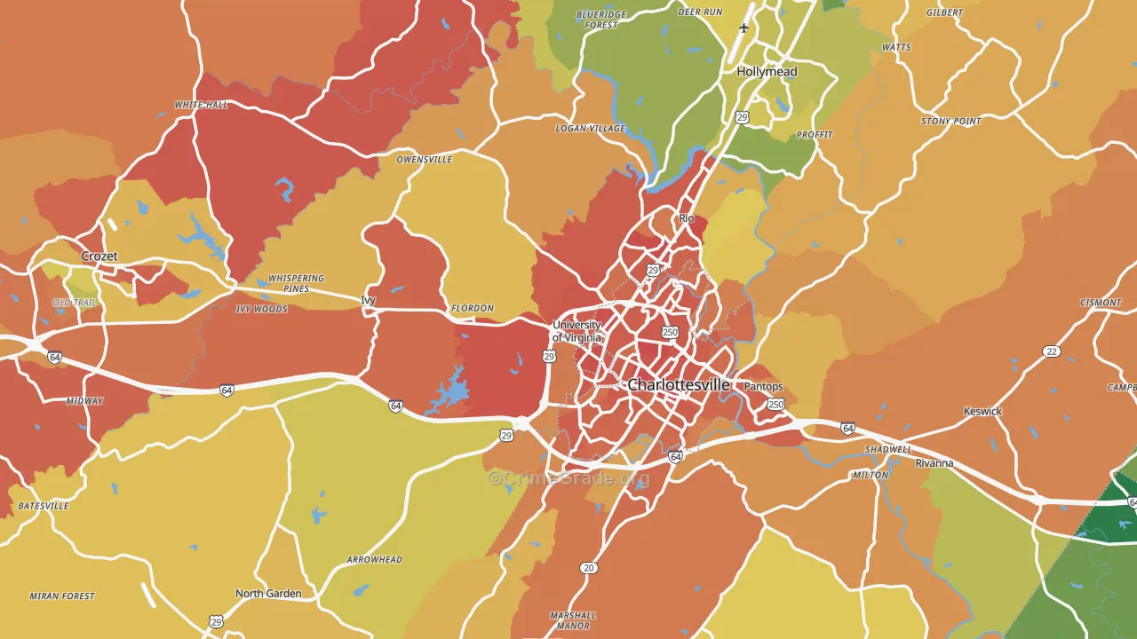 Albemarle County, VA Map of Murder Rates