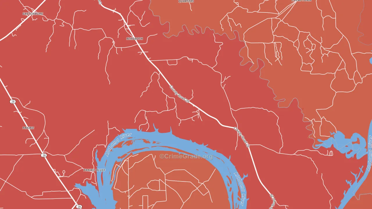 Alberta, AL Map of Murder Rates