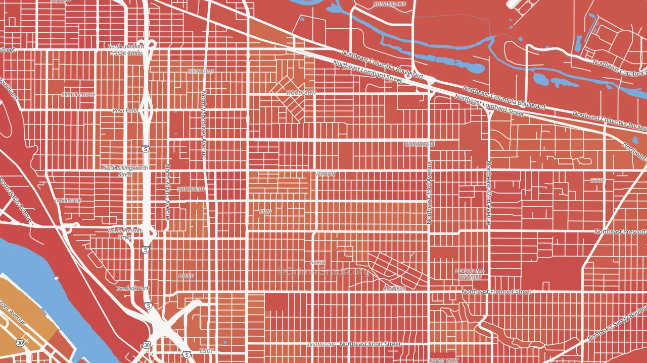 Alberta, Portland, OR Map of Murder Rates