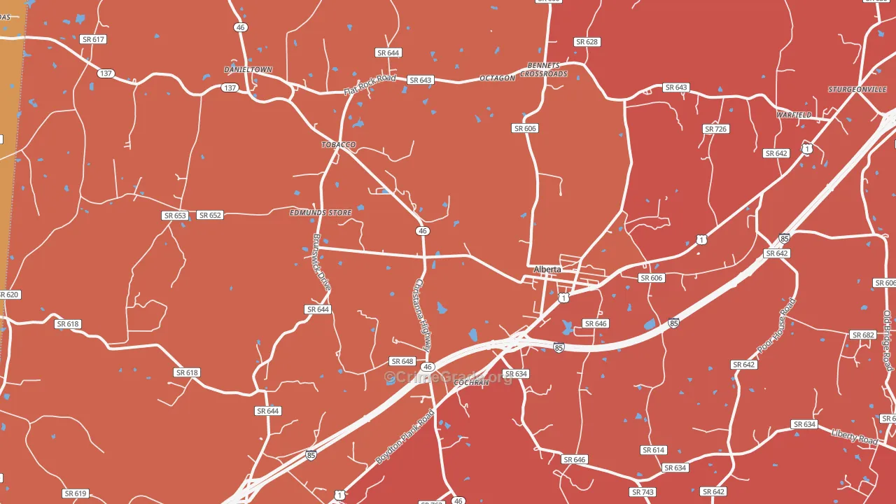 Alberta, VA Map of Murder Rates