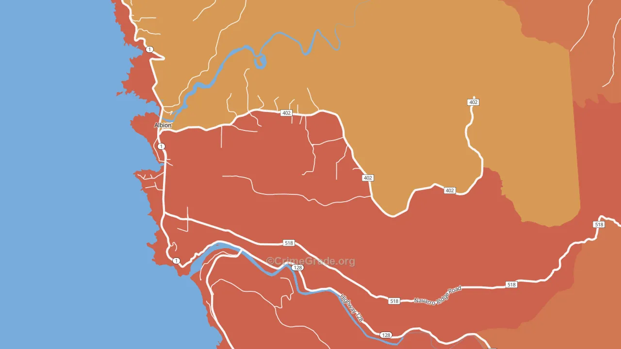 Albion, CA Map of Murder Rates