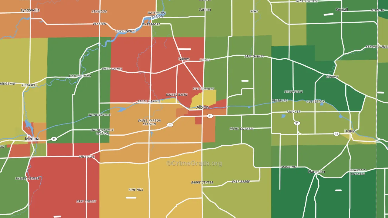 Albion, NY Map of Murder Rates