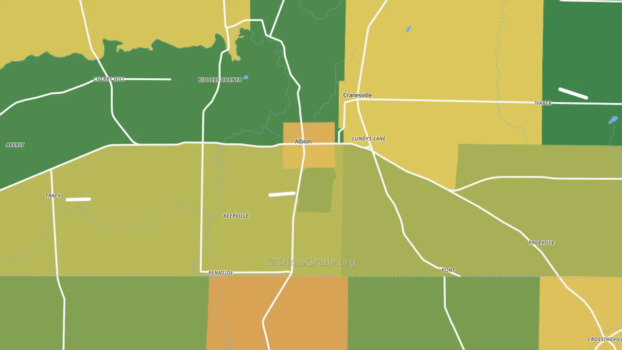 Albion, PA Map of Murder Rates