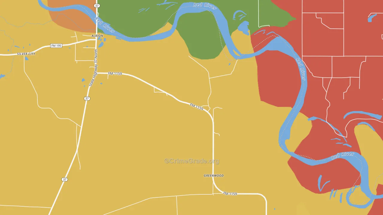 Albion, TX Map of Murder Rates