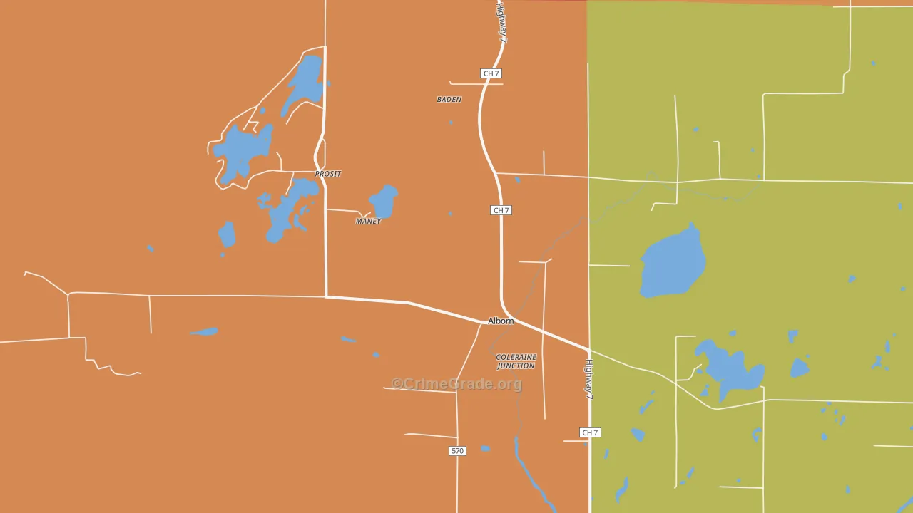 Alborn, MN Map of Murder Rates