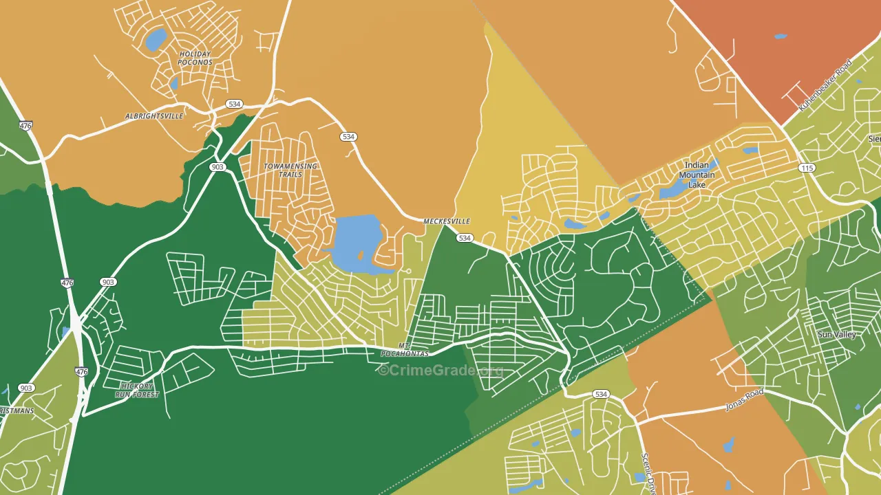 Albrightsville, PA Map of Murder Rates