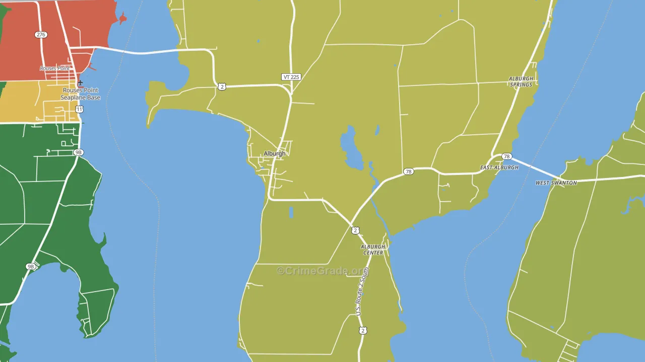 Alburg, VT Map of Murder Rates