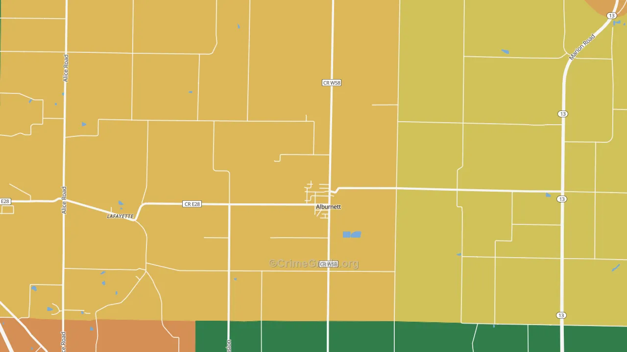 Alburnett, IA Map of Murder Rates