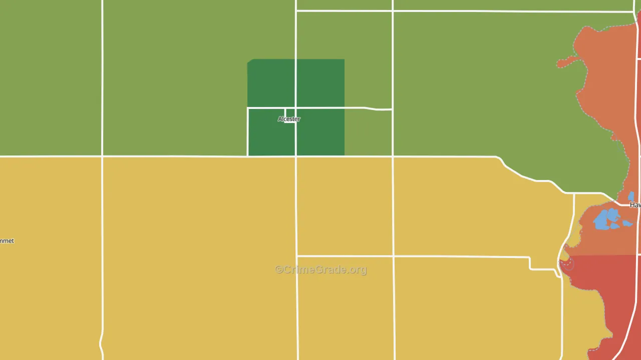 Alcester, SD Map of Murder Rates