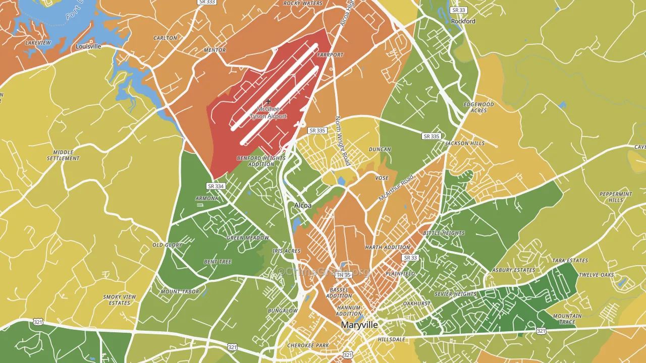 Alcoa, TN Map of Murder Rates