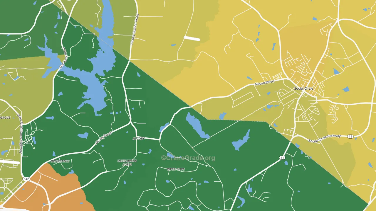 Alcovy, GA Map of Murder Rates