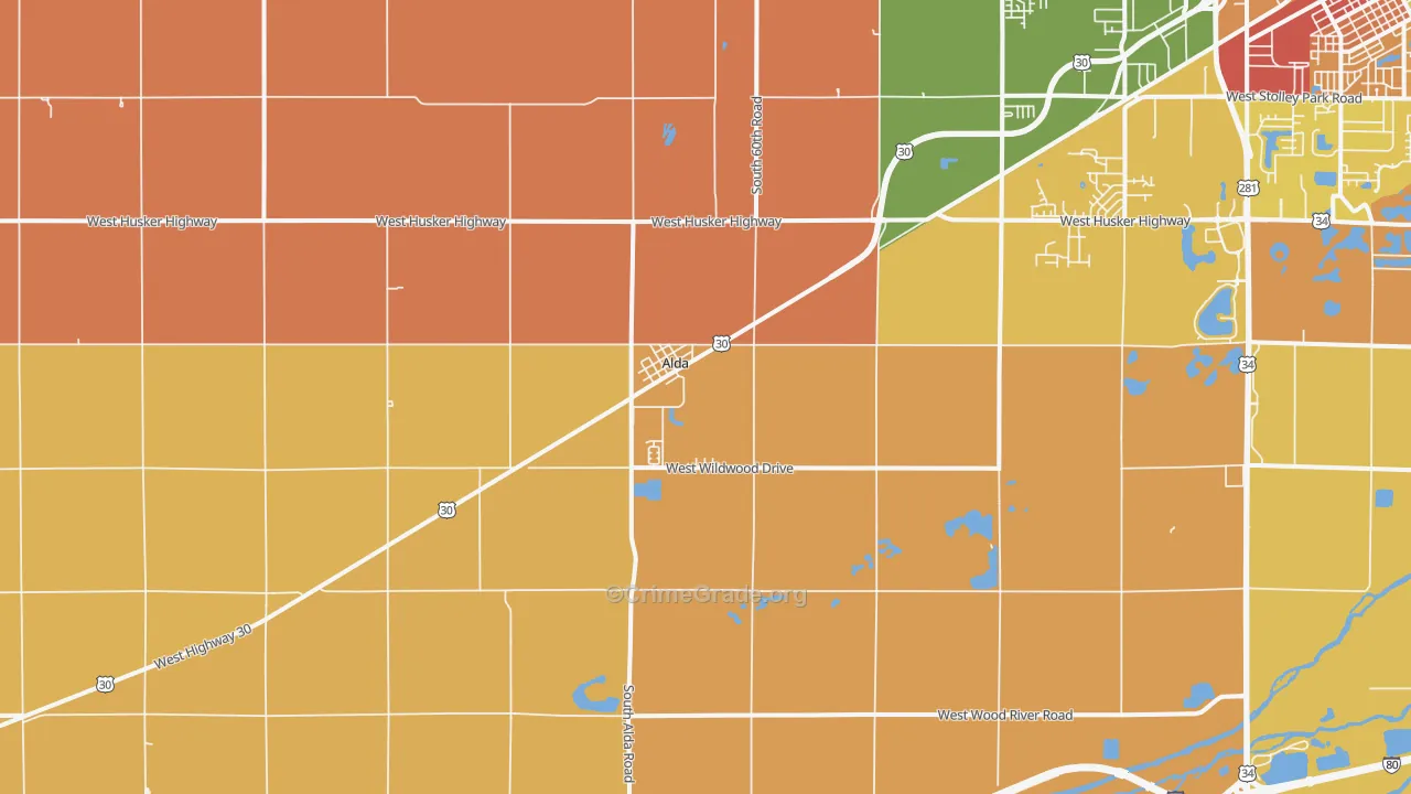 Alda, NE Map of Murder Rates
