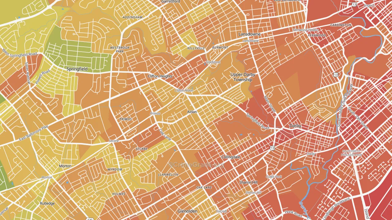 Aldan, PA Map of Murder Rates