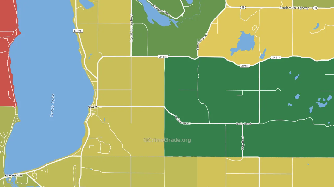 Alden, MI Map of Murder Rates