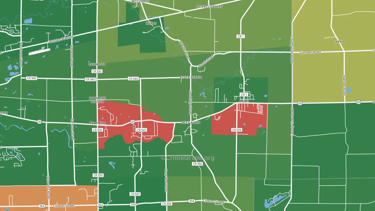 Alden, NY Map of Murder Rates