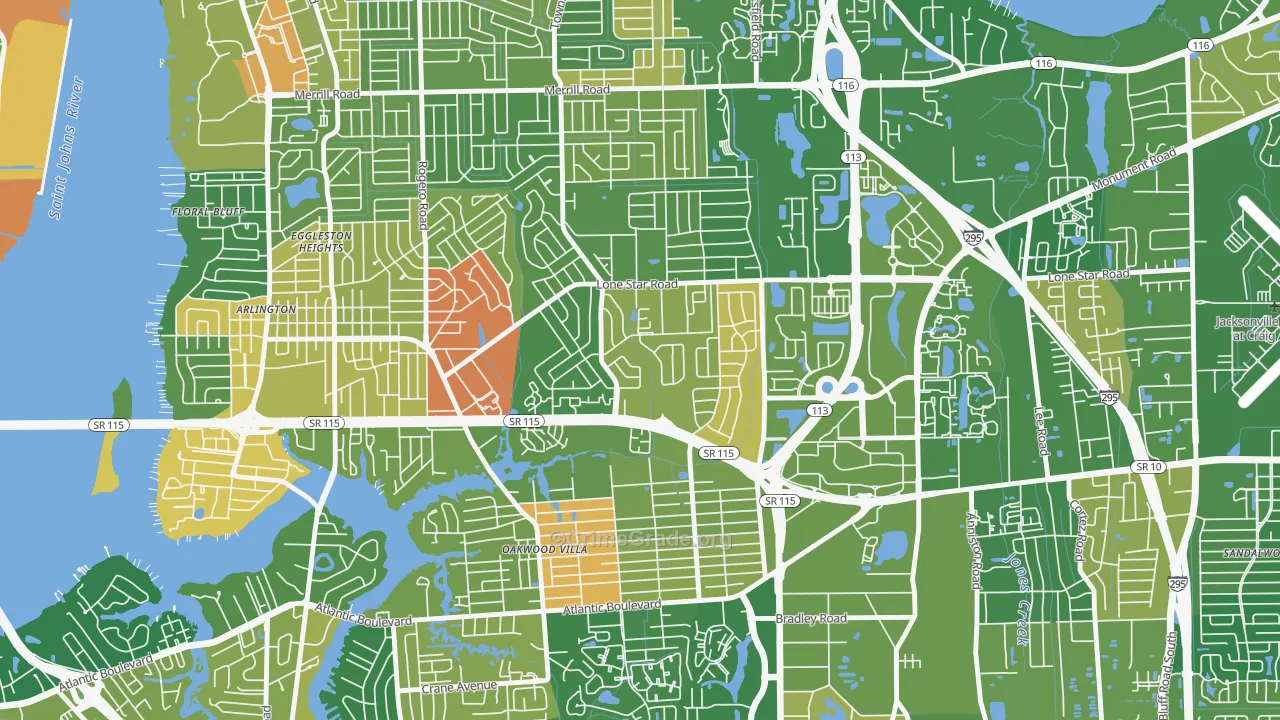 Alderman Park, Jacksonville, FL Map of Murder Rates