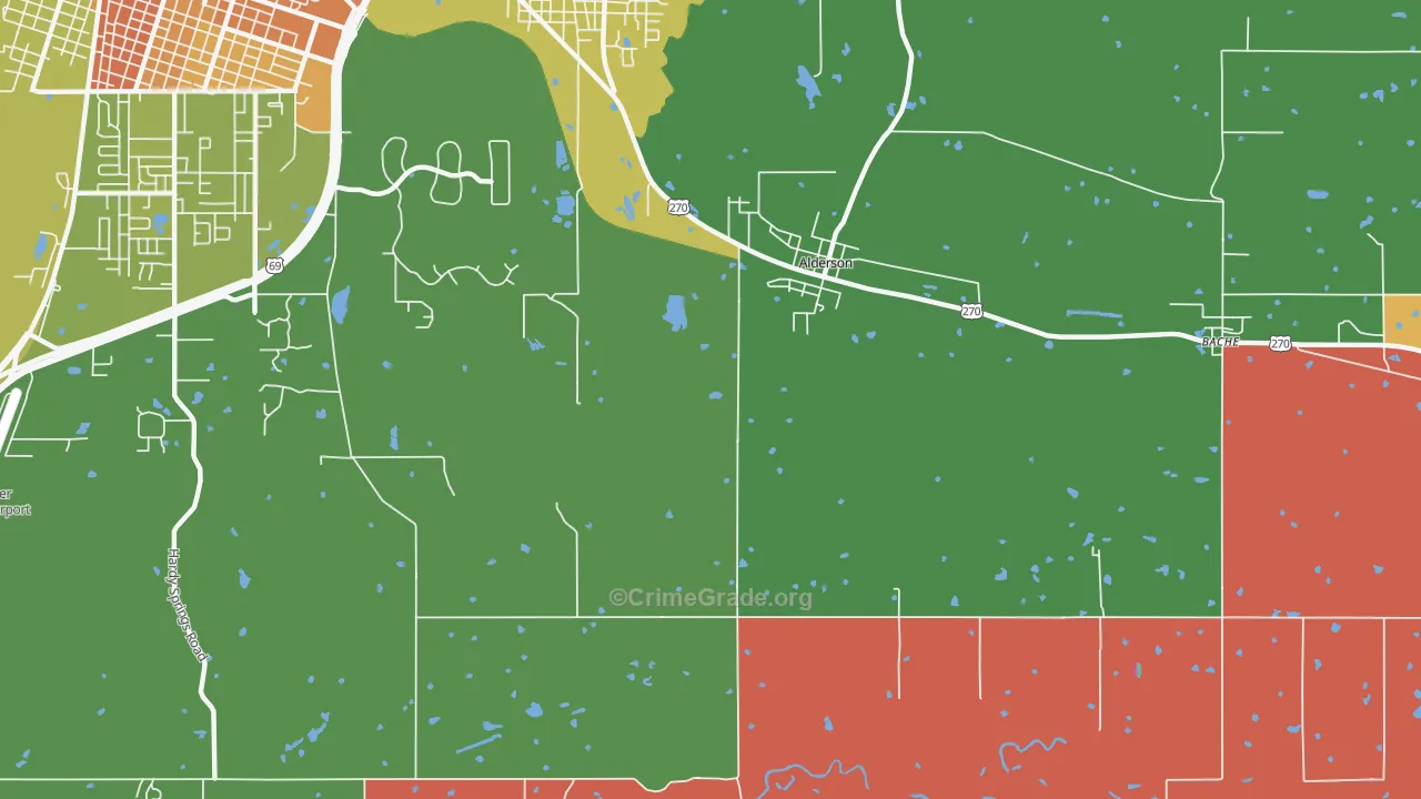 Alderson, OK Map of Murder Rates