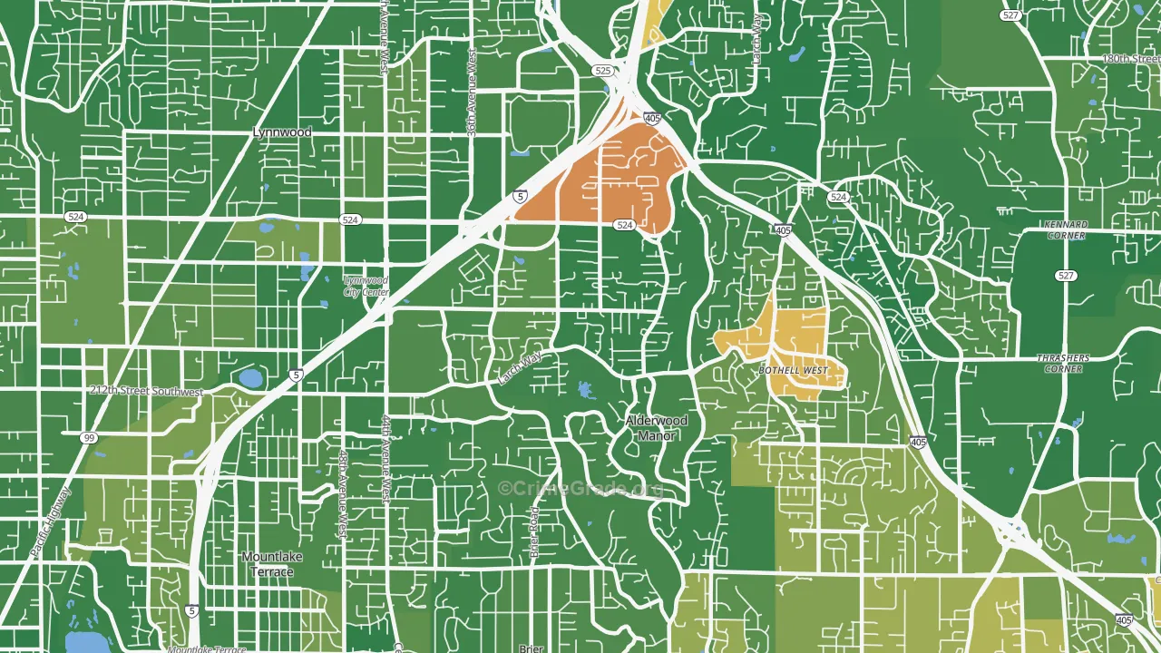 Alderwood Manor, Lynnwood, WA Map of Murder Rates