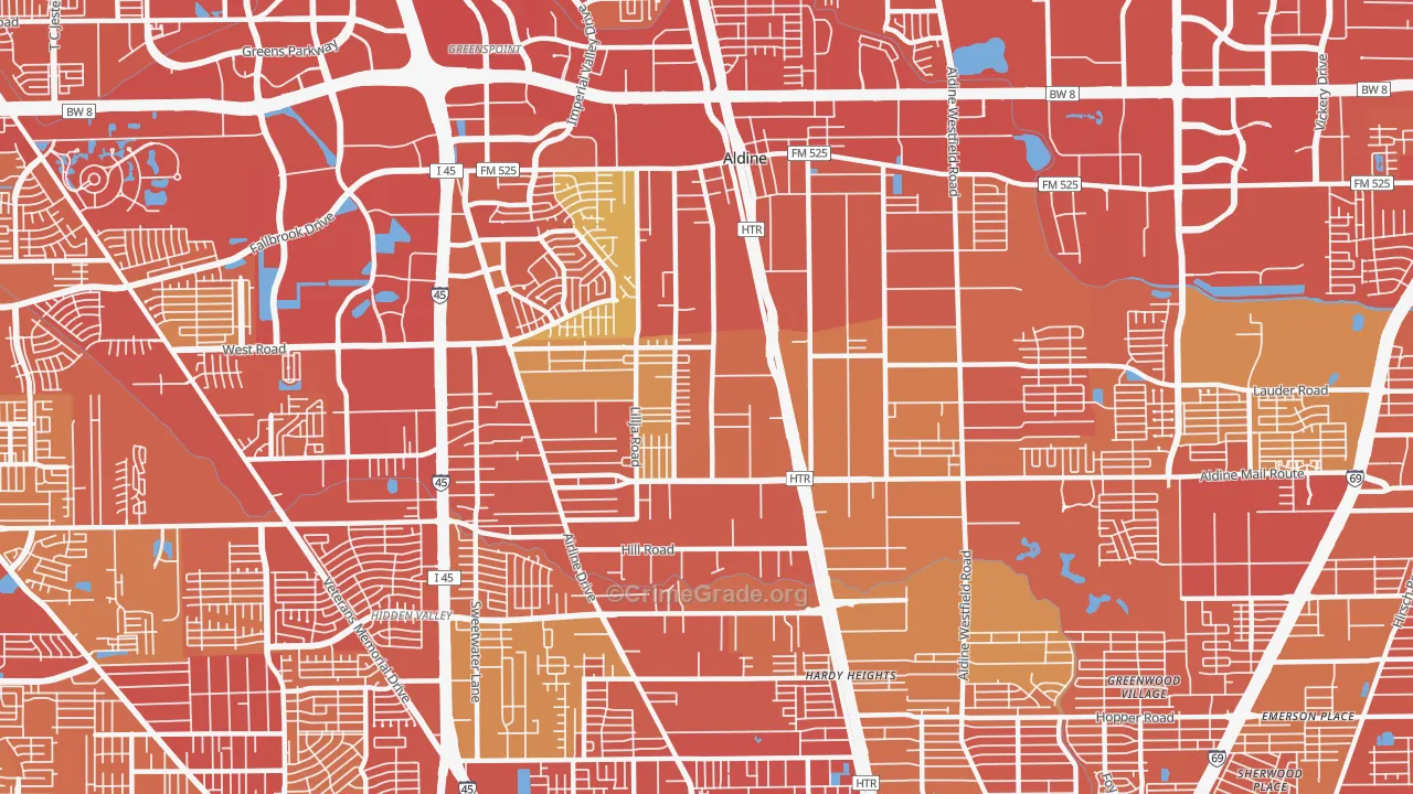 Aldine, TX Map of Murder Rates