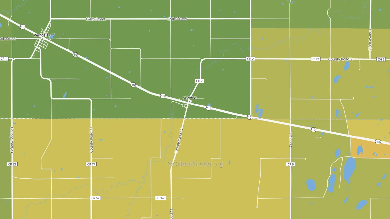 Aldrich, MN Map of Murder Rates