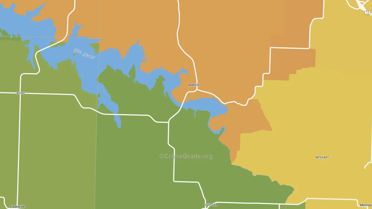 Aldrich, MO Map of Murder Rates