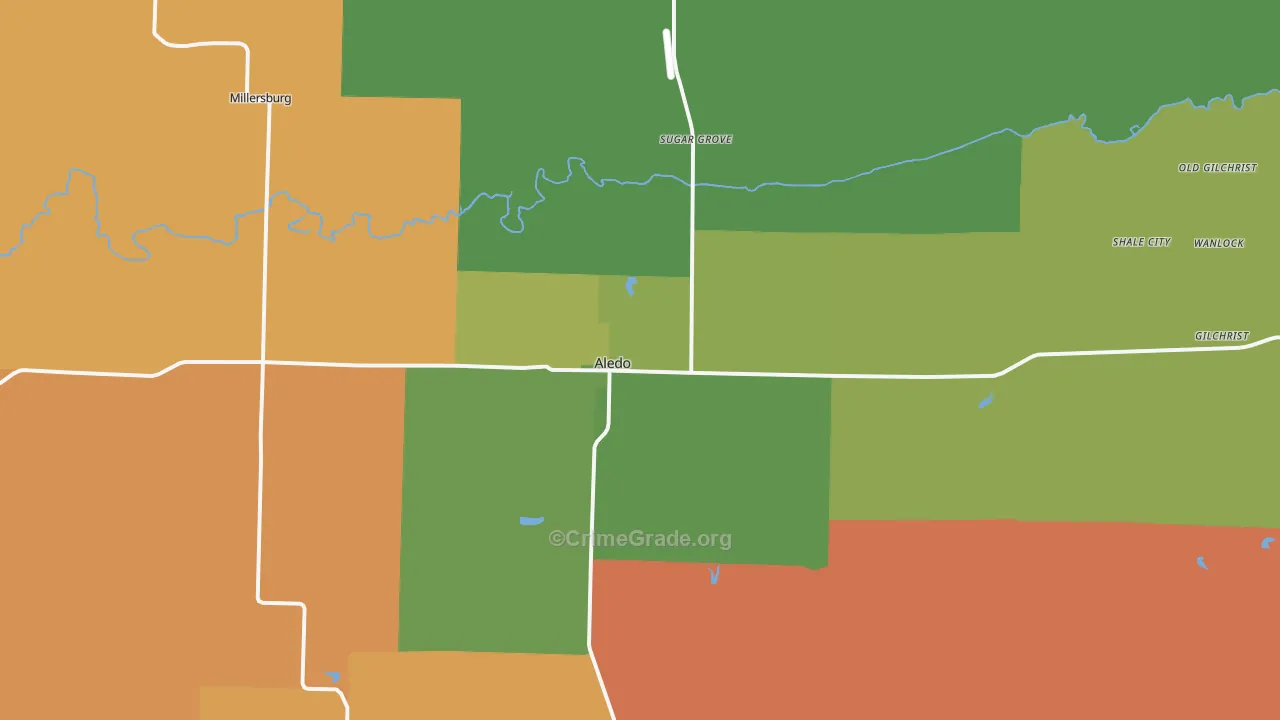 Aledo, IL Map of Murder Rates