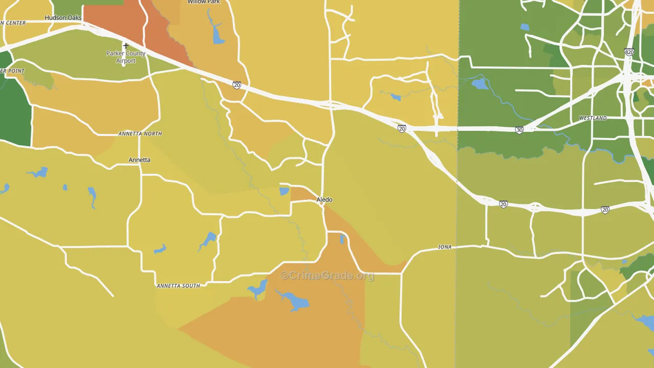 Aledo, TX Map of Murder Rates