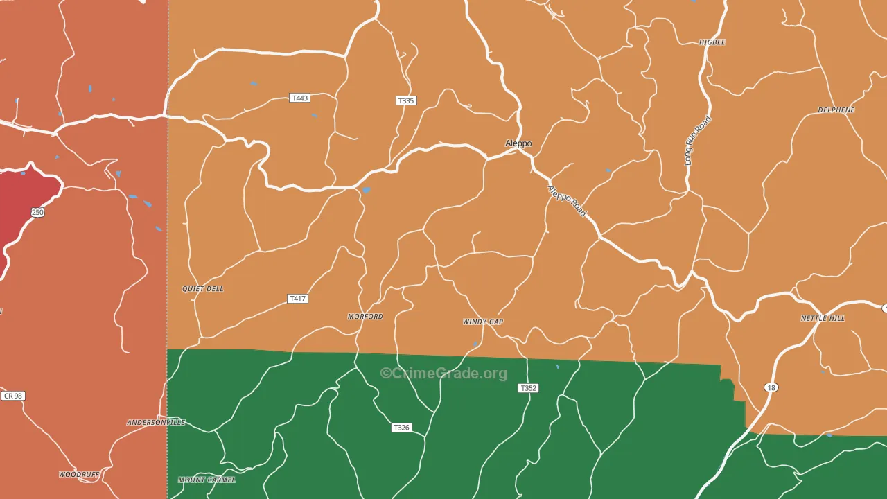 Aleppo, PA Map of Murder Rates