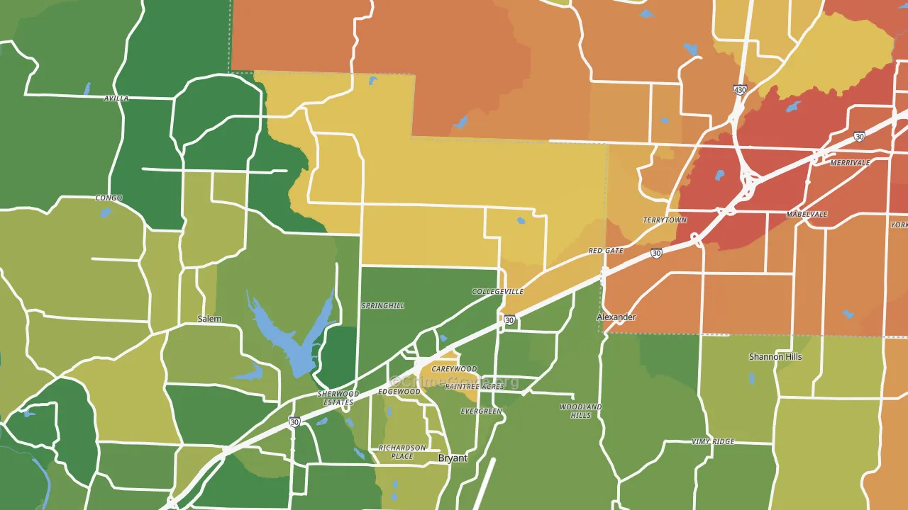 Alexander, AR Map of Murder Rates