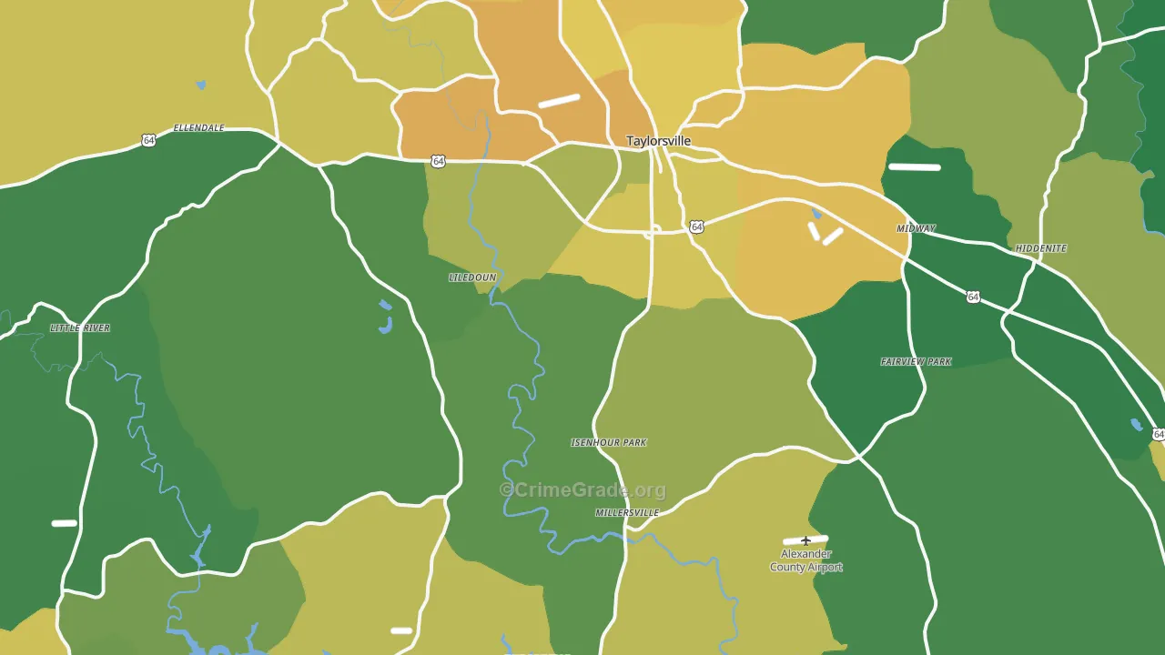 Alexander County, NC Map of Murder Rates