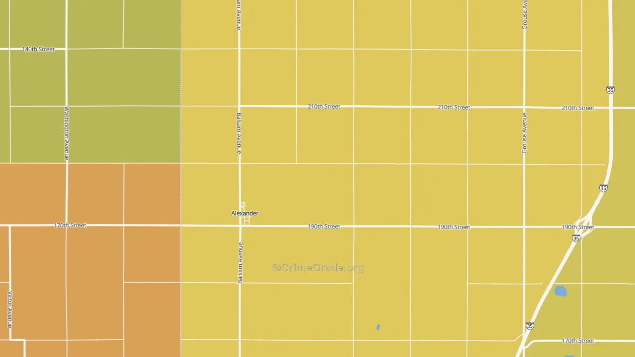 Alexander, IA Map of Murder Rates