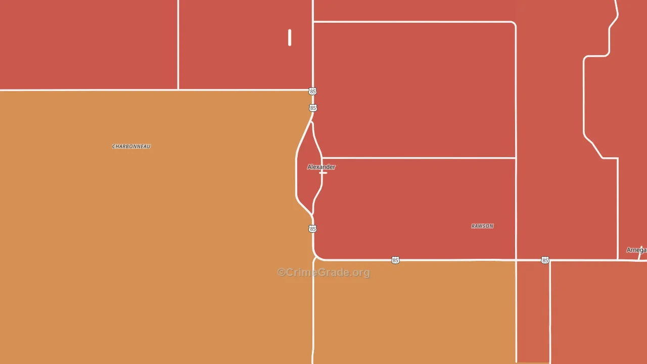 Alexander, ND Map of Murder Rates
