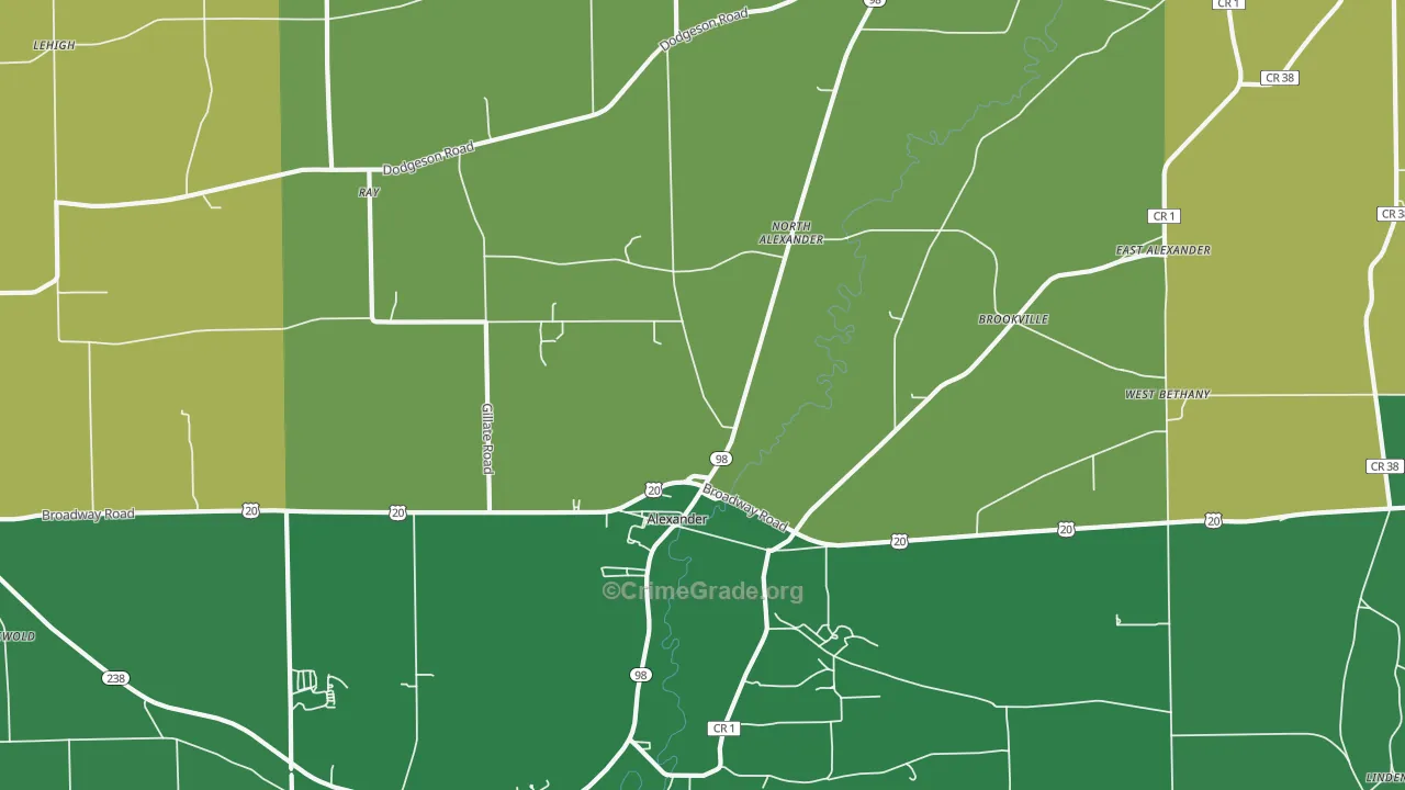Alexander, NY Map of Murder Rates