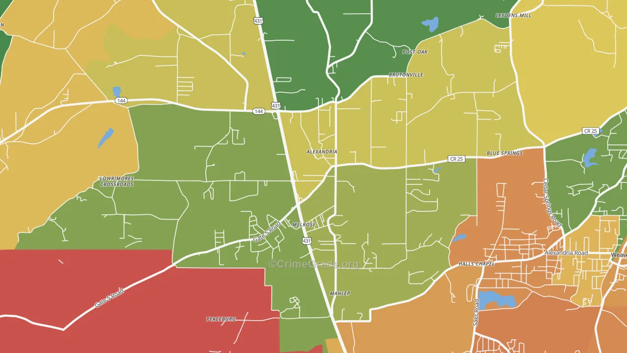 Alexandria, AL Map of Murder Rates