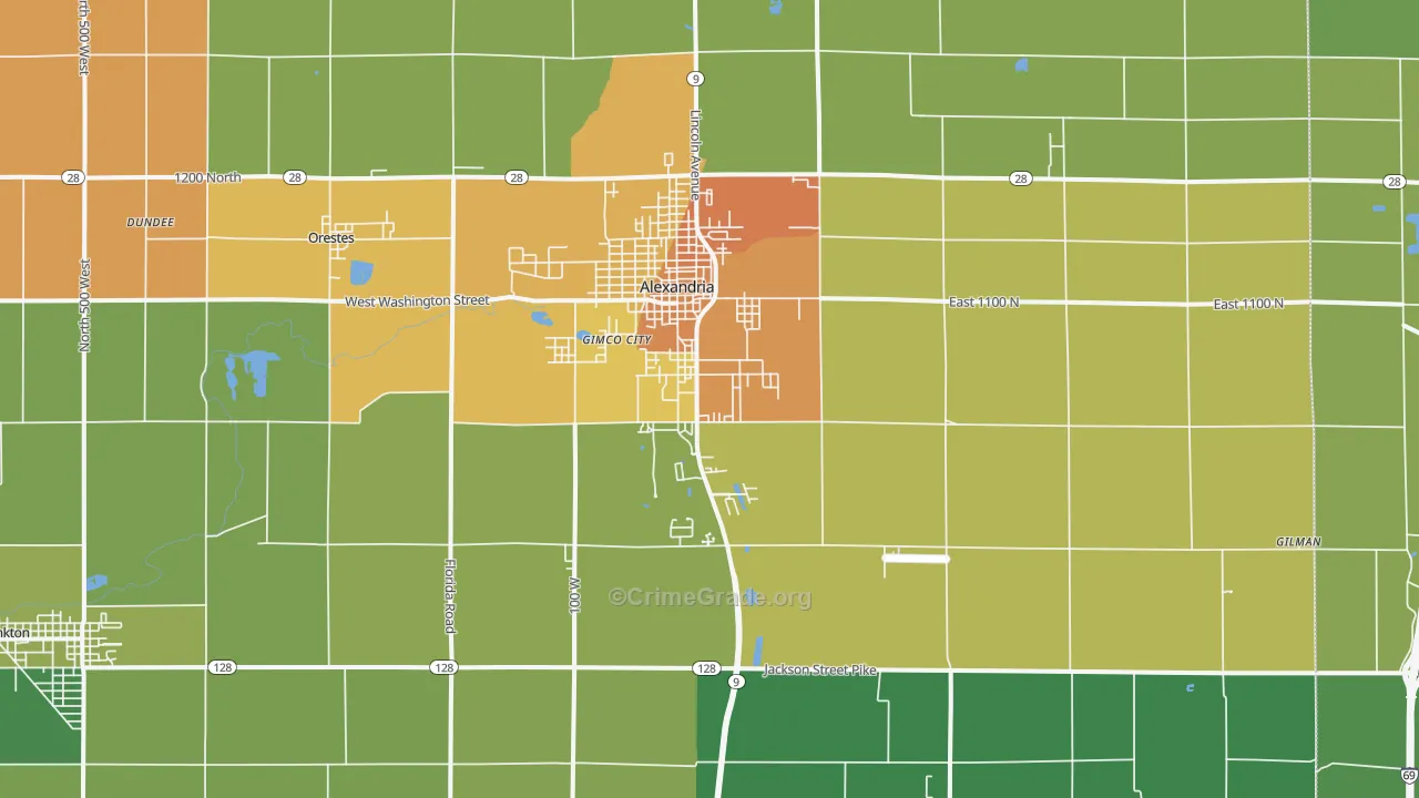 Alexandria, IN Map of Murder Rates