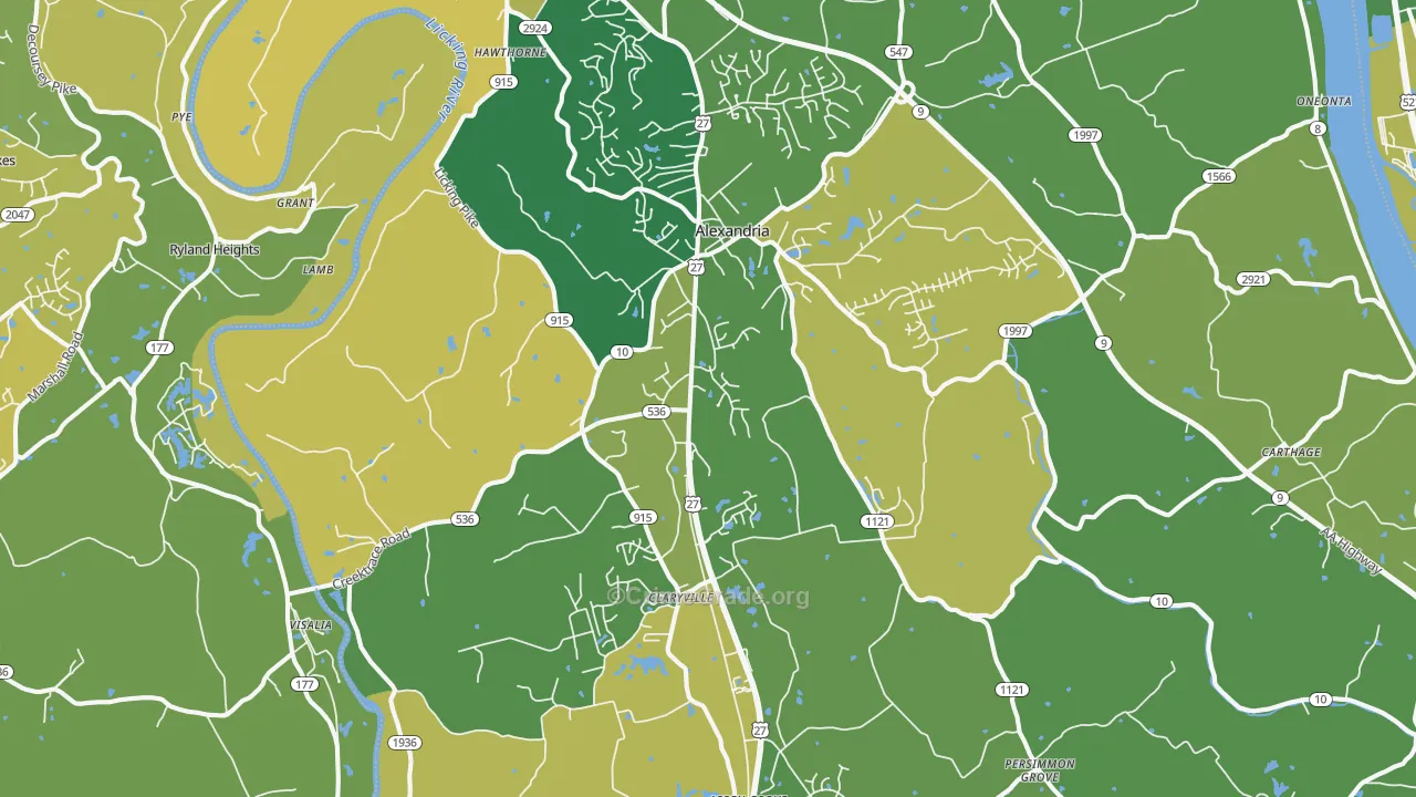 Alexandria, KY Map of Murder Rates